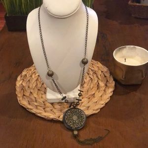 Fashion jewelry bead necklace black copper and metal. Necklace only